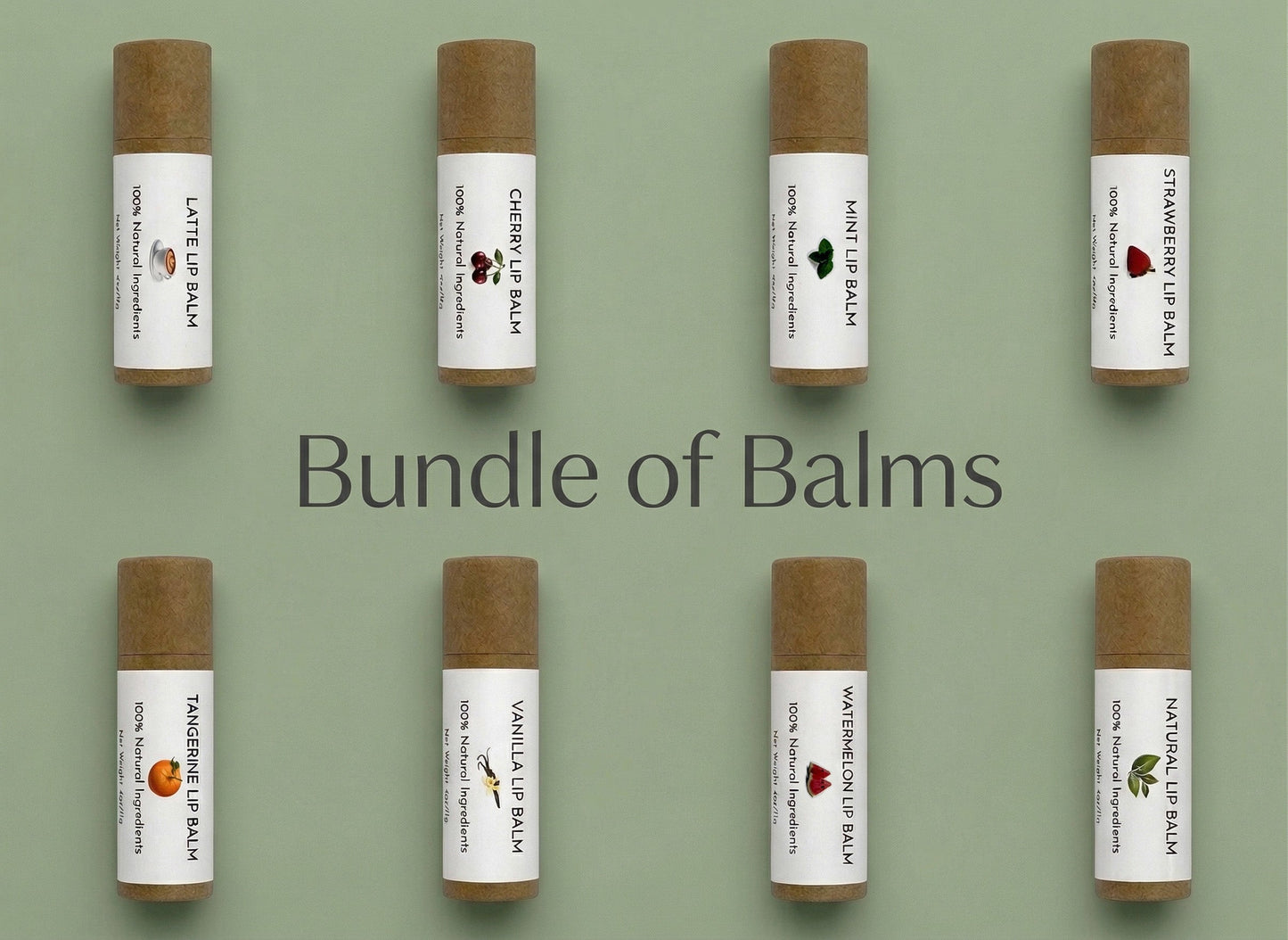 Natural Strawberry and Mint lip balms in compostable paper tubes by Uncommon Suds