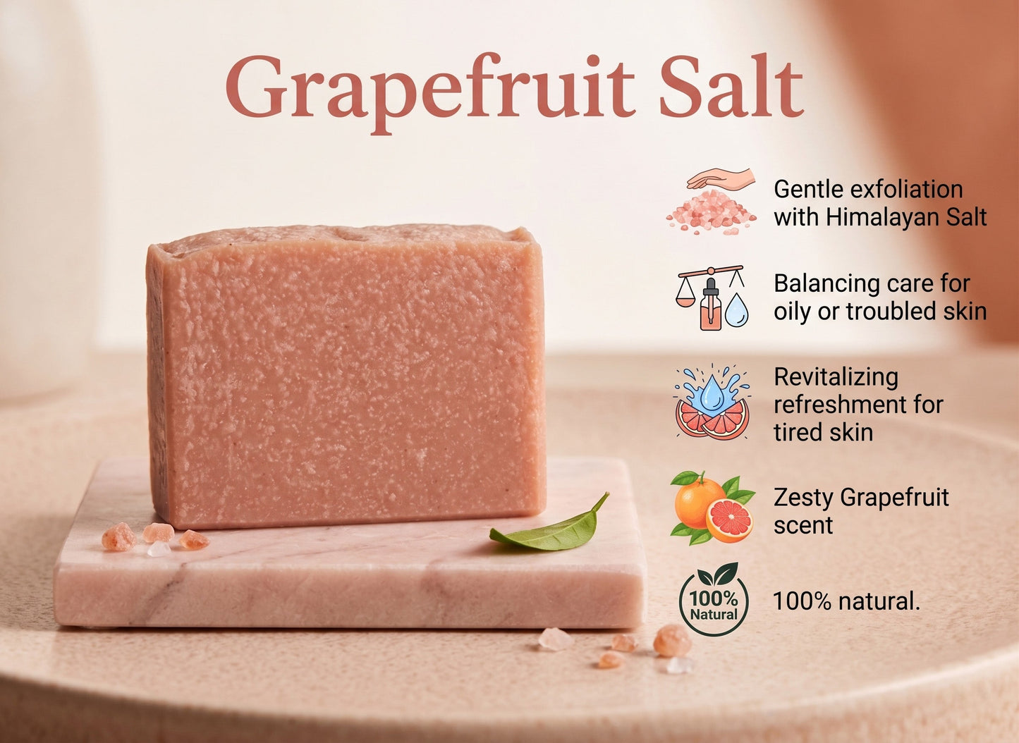 Grapefruit salt soap bar