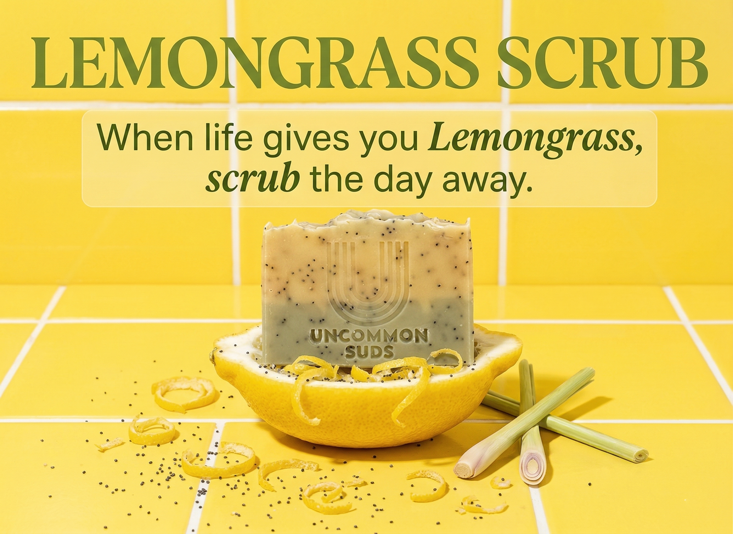 Uncommon Suds Lemongrass Scrub Soap Bar with Poppy Seeds