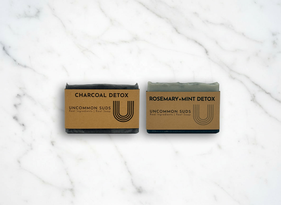 Uncommon Suds Detox Bundle - Charcoal Detox Soap Bar - Rosemary Mint Detox Soap Bar