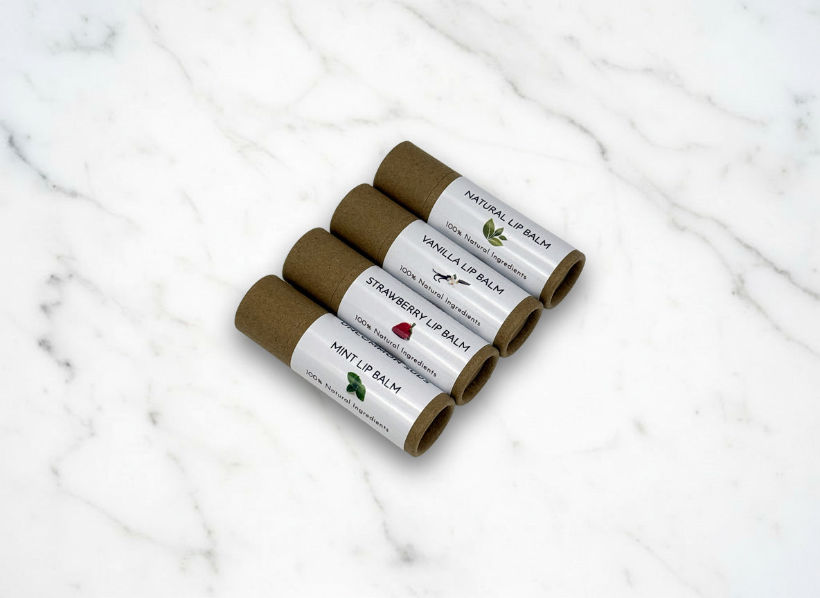 Uncommon Suds -  Lip Balm 4 Pack - Natural - Vanilla - Strawberry and Mint Flavors
