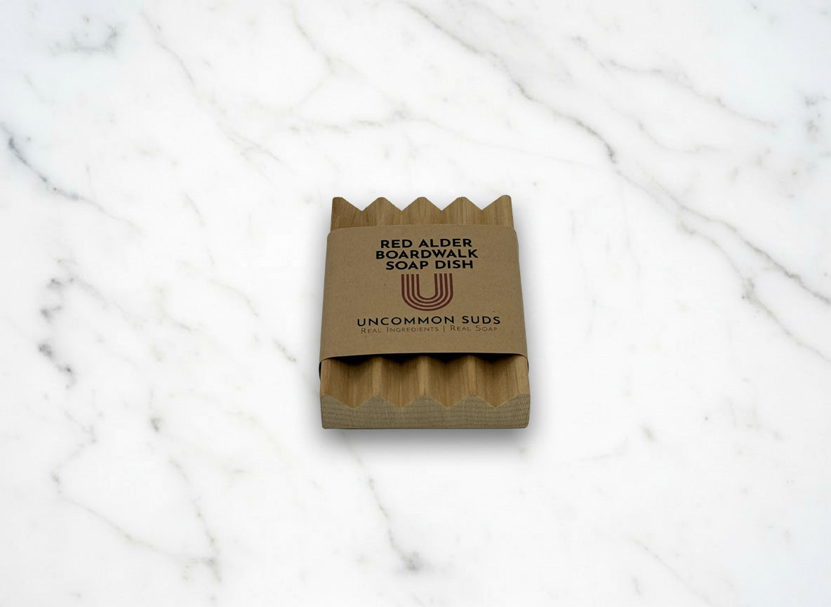 Boardwalk Soap Dish with Uncommon Suds Label