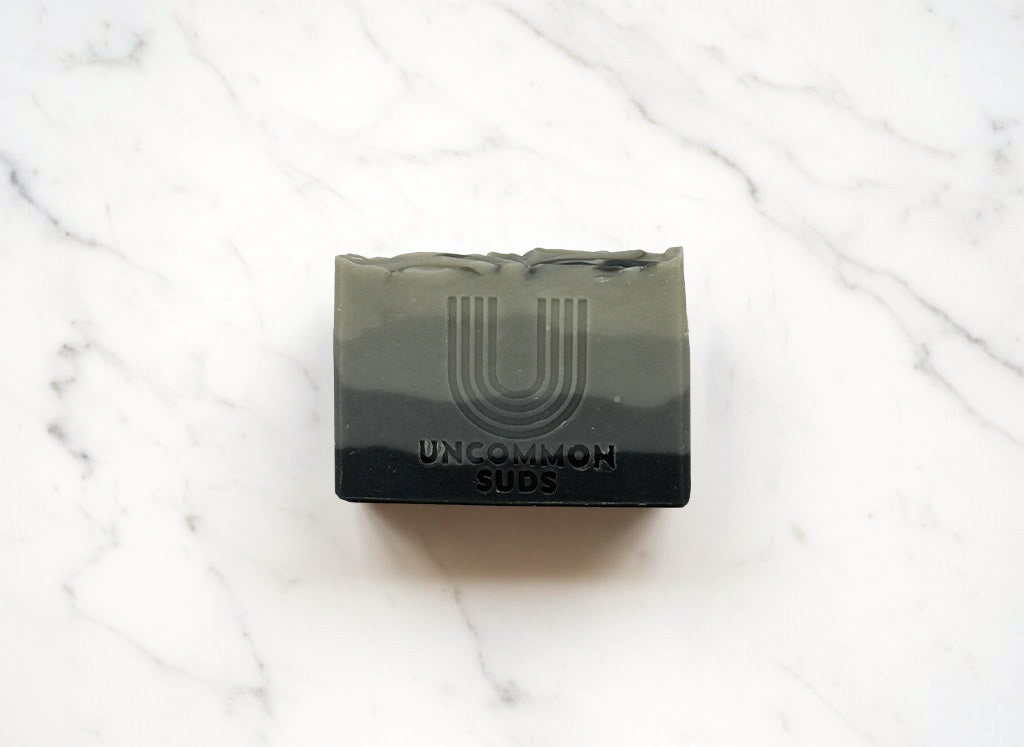 Front of Rosemary Mint Detox Soap Bar - Uncommon Suds - Activated Charcoal