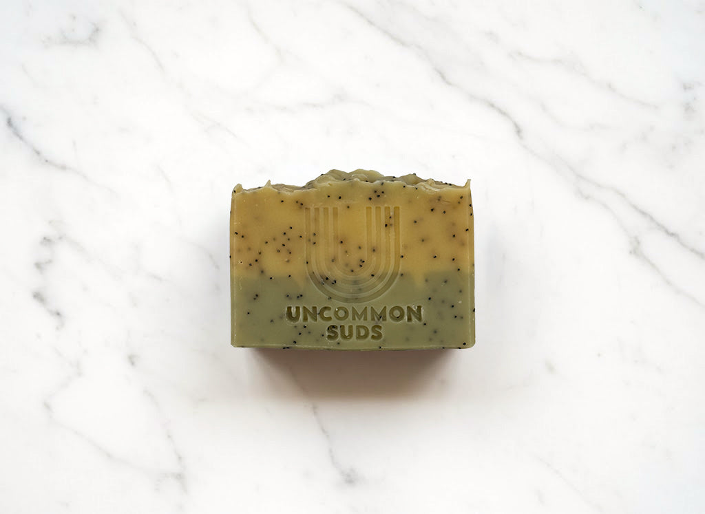 Front of Lemongrass Scrub Soap Bar - Uncommon Suds