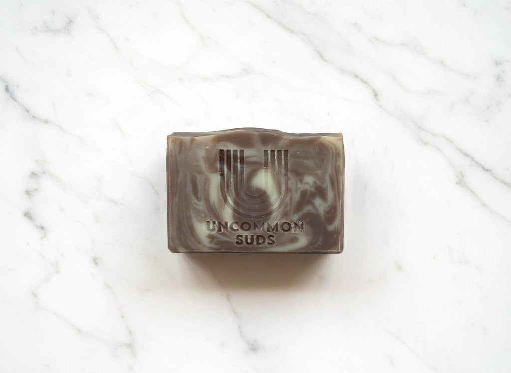 Front of Lavender Cedarwood Soap Bar - Uncommon Suds 