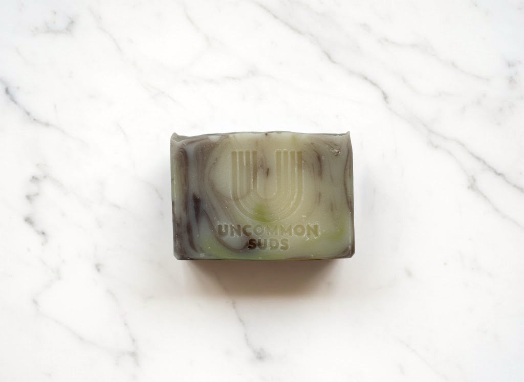 Front of Lavender Rosemary Soap Bar - Uncommon Suds 