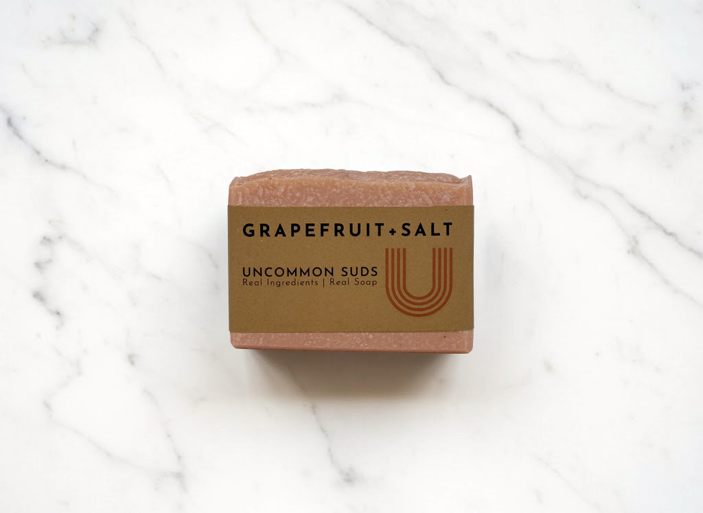 Grapefruit Salt Soap Bar with Uncommon Suds Label