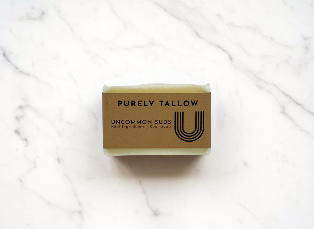 Purely Tallow Soap Bar with Uncommon Suds Label - Made with 100% Tallow
