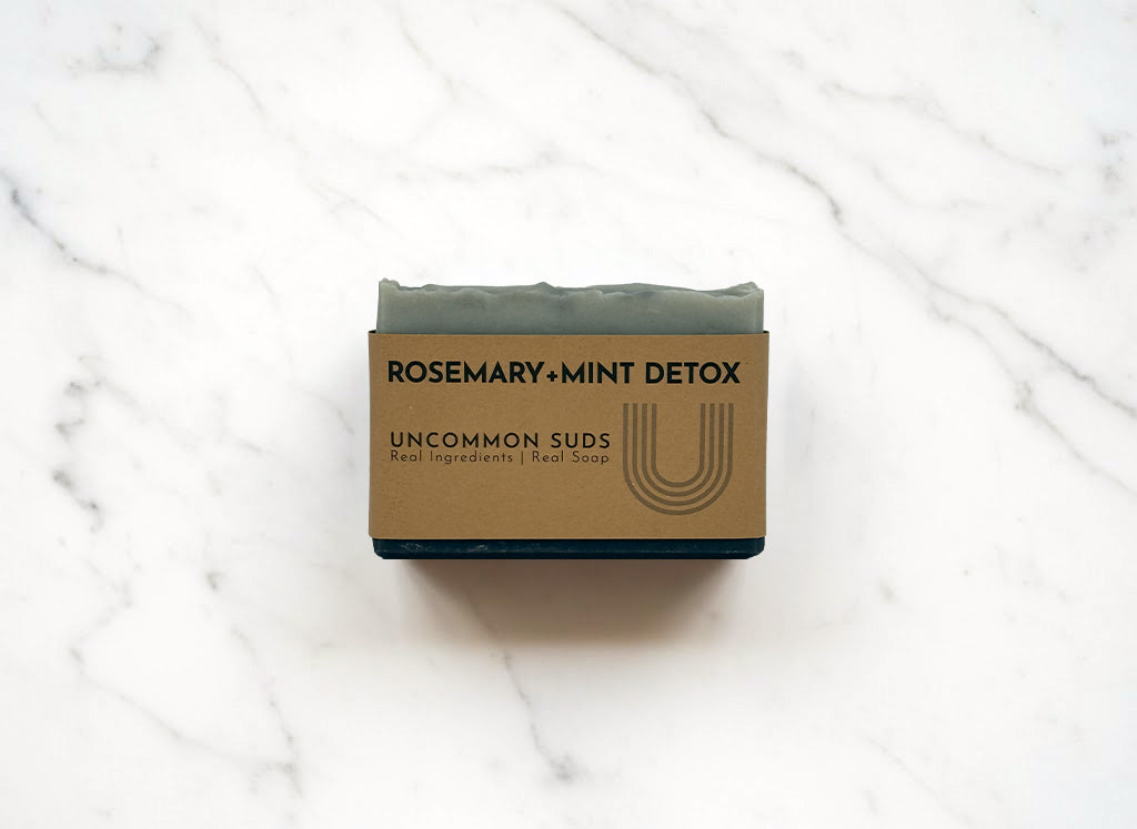 Rosemary Mint Detox Soap Bar with Uncommon Suds Label - Activated Charcoal