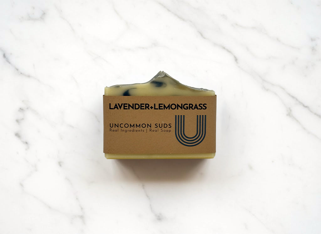 Lavender Lemongrass Soap Bar with Uncommon Suds Label