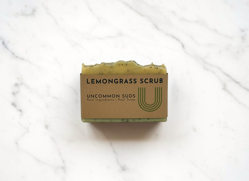 Lemongrass Scrub Soap Bar with Uncommon Suds Label