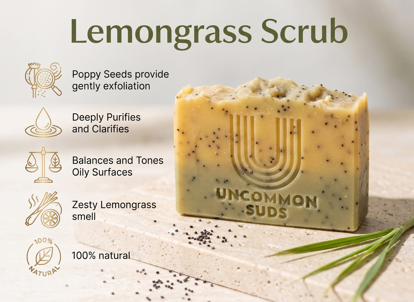 strawberry and poppy seed cleansing bar Lemongrass Poppy Seed Exfoliating Soap