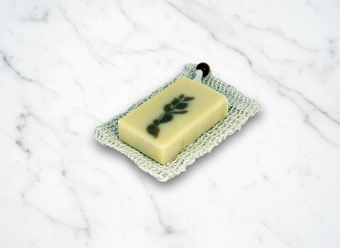 Sisal Soap Saver Bag with Creamy Cocoa Butter Soap Bar