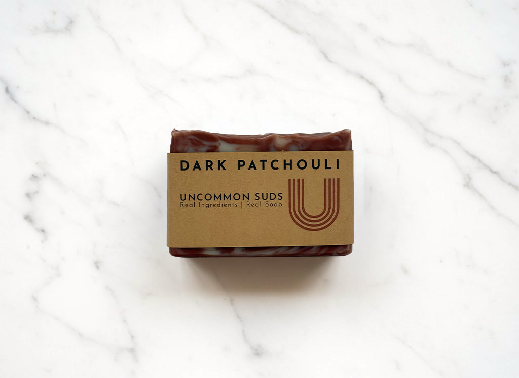 Dark Patchouli Soap Bar with Uncommon Suds Label