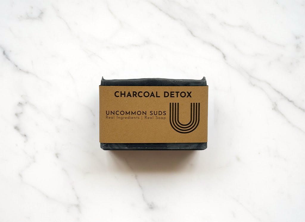Charcoal Detox Soap Bar with Label - Uncommon Suds - Unscented